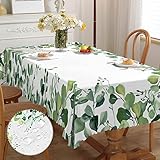 iEvery Tischdecke Abwaschbar, Eukalyptus Gartentischdecke Rechteckig Wetterfest Floral Table Cloth für Draußen Polyester Tischdecke Outdoor Waterproof für Gartentisch Küche Garten 110x140 cm