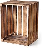 PINEEA Holzkiste Groß - Obstkiste Holz - Deko Weinkiste - 1 Stück Geflammt Vintage Holzbox 50x40x30