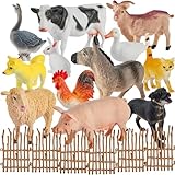 BUYGER Bauernhof Tiere Figuren Spielzeug Set ab 3 + Jahre, Groß und Mini Realistische Tierfiguren mit Zäune für Kinder Jungen Mädchen Lernen, Kuchendekoration, Geschenk