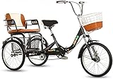 20 Zoll Dreirad Fahrräder Erwachsene Dreirad mit Rücksitz und Korb Trike Bike für Anfänger Fahrer Single Speed 3 Rad Fahrräder