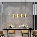 CBJKTX Pendelleuchte esstisch Pendellampe Höhenverstellbar Esszimmerlampe 4-Flammig Esstischlampe aus Glas in Farbe Bernstein Küchen Wohnzimmerlampe Schlafzimmerlampe Flurlampe