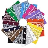 Justay Sowarm 12 Pack Baumwolle Bandana Kopftuch, Paisley Bandana Unisex Bandana Damen und Herren Halstuch Kopftuch Kopf Haar Schal Nickituch Vierecktuch Armtuch