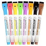 GARIOUANS 8 Stück Whiteboard Marker mit Radierer Magnetische Trocken Abwischbare Whiteboard Stifte in 8 Farben für Schule Büro Zuhause