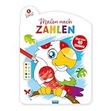 TRÖTSCH - Malen nach Zahlen - Level 1 | Malen nach Zahlen Malbuch zum Zahlenlernen mit nummerierten Flächen: Ausmalbuch mit Stickern zum Verschönern der Tiermotive | Ab 3 Jahren