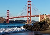 wandmotiv24 Fototapete Golden Gate Bridge USA Amerika, M 250 x 175 cm - 5 Teile, Wanddeko, Wandbild, Wandtapete, San Francisco, Brücke, Meer M0805