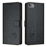 Hülle kompatibel mit ipod Touch 7 6 Touch5 Hülle Leder PU Klapphülle Cover Tasche Brieftasche Schutzhülle Standfunktion Handyhülle mit Kartenfächer Case für ipod Touch 7 6 Touch5,Schwarz