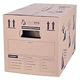 5 x Umzugskartons, Bücherkartons, Aktenkartons,aus Pappe | 600 x 330 x 350 mm, 2-wellig | extra groß & stabil bis zu 40 kg | aus Recyclingpapier & mehrfach benutzbar | Verpackungskartons für den Umzug