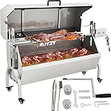 VEVOR Rotisserie-Grill, Edelstahl, Schweinelamm, Haubenbräter, 127 cm, elektrischer Holzkohlespieß, mit 40-W-Motor und höhenverstellbaren, feststellbaren Rollen, mit Deckel, für Outdoor, Camping usw.