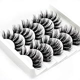 Falsche Wimpern Elocoise 5 Paare 3D Wimpern Wiederverwendbare lange handgemachte künstliche Wimpern für Augen Makeu (3D-47)
