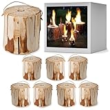 8 Stück - Schwedenfeuer ohne Rinde - Ø 12-15 cm, 15 cm hoch - Baumstammfackel, Schwedenfackel, Finnenkerze, Alternative zu Kaminholz, Brennholz (8 Stück - Ø 12-15 cm, 15 cm hoch)