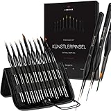 LIEBERGE Premium Detail Pinselset Acrylfarben – 10 extra feine Pinsel für höchste Präzision – Acryl Pinsel, Aquarellpinsel, Modellbau Pinsel (10)