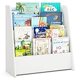 COSTWAY Kinderregal mit 4 Fächern, Bücherregal für Kinder, Zeitungsständer, Aufbewahrungsregal für Kinderzimmer, Spielzimmer, 57,5 x 26,5 x 59 cm (Weiß)