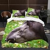 Bettwäsche 135x200 Tapir Bettbezug 135 x 200 Wilde Tiere Bettwäsche-Sets mit Reißverschluss 3D Weiche Mikrofaser Kinderbettwäsche mit 2 Kissenbezüge 80x80 cm C-1122