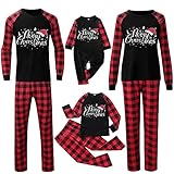 Passender Weihnachts-Onesie für die Familie Süßer Urlaubspyjama mit Rentier-Aufdruck Einteiliger Pyjama Mit Kapuze(A157 Black,A02)