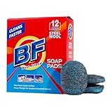 Scheuernde, reinigende Metallpads – 12 x Stahlwolle-Pads, Reinigungspads | Seifenpads aus Stahlwolle | Vorgeseift für einfache Reinigung, entfernt hartnäckigen Schmutz, Reinigungspads, reichhaltiger S