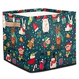 Weihnachten Weihnachtsmann Hirsch Schneemann Arktischer B?r Niedlich Weihnachten Stoff Aufbewahrungsw¨¹rfel Boxen Faltbare Aufbewahrungskorb Beh?lter Organizer Schublade 33 x 33 x 33 cm