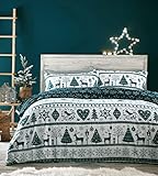 Homemaker Bedding - Weihnachts-Bettwäsche-Set mit Rentieren, Hirschen und Herzen, weihnachtliches Motiv (einzeln)