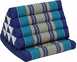 GURU SHOP Thaikissen, Dreieckskissen, Kapok, Tagesbett mit 1 Auflage - Blau, 30x50x75 cm, Asiatisches Sitzkissen, Liegematte, Thaimatte