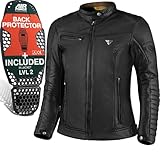 SHIMA WINCHESTER 2.0 Motorradjacke Damen - Klassische Biker-Lederjacke mit Rücken, Schulter und Ellbogen Protektoren, verstärkte Doppelnähte (Schwarz, L)