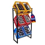 PROREGAL Getränkekistenregal KÖNIGSSEE L | HxBxT 132x71x32 | 6 Kisten auf 3 Ebenen | Höhenverstellbare Füße | Schwarz | Getränkeregal, Wasserkistenregal, Bierkistenregal