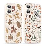 Krdvekm 2 Stück Handyhülle für iPhone 16 hülle 6,1', Aesthetic Blumen Fall Frauen Mädchen Muster Design Schutzhülle Weiß Silikon weiblich Cute Case Stoßfest Kratzfest Bumper Cover, 6