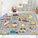 Auto-Track-Teppich – Autoteppiche für Kinder, Spielzeugautos, Kinderspielzimmerteppich, bunte Auto-Verkehrsstraße, Spielmatte, Teppiche für Kinderzimmer, Schlafzimmer, Kinderzimmer, Raumdekoration, 90