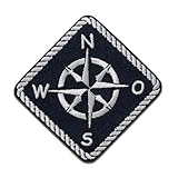 Kompass Maritim - Aufnäher, Bügelbild, Aufbügler, Applikationen, Patches, Flicken, zum aufbügeln, Größe: 7 x 7 cm