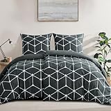 RUIKASI Bettwäsche 135x200 4teilig Anthrazit - Bettbezüge 135 x 200 2er Set mit Geometrie Muster, Bettwäsche-Sets 135x200cm aus Mikrofaser mit Reißverschluss Weich und Bügelfrei