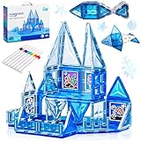 Riswistoy Magnetische Bausteine 49 Teile Prinzessinnenspielzeug Magnetbausteine Set mit Malstiften - Blaues Meer Themen Magnetspielzeug für Kinder ab 3 Jahren - Kreativspielzeug