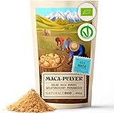 NaturaleBio Maca Pulver Bio 400g. Gelbes Wurzelpulver aus Peru. Gelatiniert, Bio und Rein.