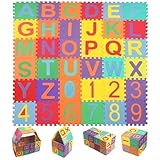 36 Stück Puzzlematte Kinder, Kinderspielteppich, Puzzle Matte Boden, Puzzlematte Baby,Schaumstoff Puzzlematte,Baby Spielmatte,Eva Schaumstoff-Matte,Geeignet für Kinder im Alter von 4-6 (9 x 9cm)