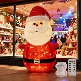 Aigostar Weihnachtsmann Weihnachtsdeko mit Batteriebox, Warmweiß, mit Fernbedienung, 8 Lichtmodi, 70cm, 50 LEDs, Klappbare, Timer, IP44 für Innen und Außen, Winterdekoration