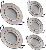 YanFeiYit LED Einbaustrahler Edelstahl-gebürstet 5W warmweiß flach 230V – Einbauleuchte IP44 auch für Bad, Außenbereich – Bohrloch Ø65mm Badezimmer Decken-Spot Badeinbaustrahler (5er Set - Warmweiß)