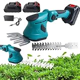 Gartenschere/Heckenschere Easy Shear, 2-in-1, Akku 21 V, zum Schneiden von Hecken, Rasen, inkl. tragbarer Schneider, Akku und Ladegerät (2 Batterien)