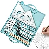 Entwurfsset - Zeichenset, Metalllineale und Zirkel Geometrie-Kit | Zirkel-und Winkelmesser-Set, Zeichenset, Architekturbedarf, Zeichenstifte für Künstler Zeichenwerkzeuge, Geometrie-Set