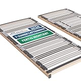 AM Qualitätsmatratzen 7 Zonen Lattenrost 80x200 2er Set fertig montiert mit 44 Federleisten - Made in Germany - Ergnomischer & Starrer Lattenrost 80x200cm - Holmabsenkung für Schulter und Becken