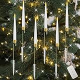 Weihnachtsbaumkerzen Kabellos, 6stk Christbaumkerzen Led Kabellos Mit Metallhaken, Led Kerzen Mit Timerfunktion Mit Fernbedienung Batteriebetriebene, Weihnachtsbaumbeleuchtung Weihnachtsdeko (C)