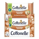 Cottonelle Feuchtes Toilettenpapier, Mein Spa Erlebnis - Kaschmir und Shea Butter, Biologisch Abbaubar, Plastikfrei, Wiederverschließbar, Vorteilspack, 12 x 42 Feuchttücher