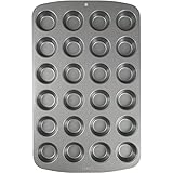 PME Antihaftbeschichtete Mini-Muffinform mit 24 Löchern aus Karbonstahl, Silver