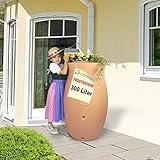 Regentonne Regenfass Amphore Maja 300l terrakotta mit Füllstandsschlauch Regensammler mit Pflanzschale Regenwassertank Regenwassertonne mit Wasserhahn