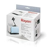 Rayen | Waschbecken-Utensilien-Organizer | Anpassbarer Innenraum | Fächer | Abtropfschale | Leicht zu reinigen, ABS, Hellgrau & Dunkelgrau | Maße: 17x13.3x11.5 cm