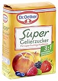 Dr. Oetker Gelierzucker Super 3:1, 500 g, fertiger Gelierzucker, zum Selbermachen von Konfitüren, Marmeladen und Gelees, für viel Fruchtigkeit & weniger Süße, vegan