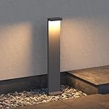 Mai & Mai Wegeleuchte Außen 10x6x60cm IP65 Außenleuchte | Pollerleuchte für Garten, 3000K Stehlampe Gartenlampe | Außenlampe Standleuchte Sandgrau dunkel 6W LumaTorch