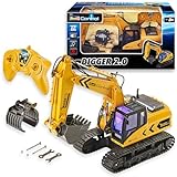 Revell Control 24924 RC Raupenbagger Digger 2.0, Kettenantrieb, wechselbare Schaufel und Baumgreifer, Outdoor-tauglich, Akku Ferngesteuerter Bagger, 2.4 GHz, gelb