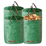 4X 272L Gartenabfallsack,Gartensack Laubsack，Laubsäcke Rasenschnitt，Gartensack mit Griffe, Selbststehend, Wasserdicht,Grünschnittsäcke faltbar für Gartenabfälle und Grünschnitt (4 X 272L)