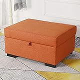 Polsterbank, platzsparende rechteckige Ottomane für Wohnzimmer oder Schlafzimmer, großer Fußhocker mit Holzbeinen