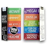 HEITERE HAFTNOTIZEN | 500 lustige Page Marker | 2 Blöcke mit witzigen Klebezetteln | Sticky Notes mit frechen Sprüchen für Büro, Schule, Uni | Kollegen, Schüler, Studenten | 10 x 50 Blatt | 6 x 2 cm