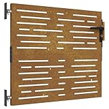 Zauntor für Staketenzaun, Gartenzaun Pforte Gartentor Metall Gartentür Gartenpforte Hoftor Flügeltor Einfahrtstor Gartentpforte, 85x100 cm Cortenstahl Quadratisches Design