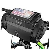 Eyein Fahrrad Lenkertasche, 4.8L Wasserfest Fahrradtasche Lenker mit Touchscreen-Handyhalter, Reflektierende Fahrradkorb vorne mit abnehmbarem Schultergurt für Rennrad MTB E-Bike Fahrten im Freien