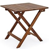 Casaria® Beistelltisch Holz Vollmontiert Klappbar 80kg Belastbar 46x46cm wetterfest Balkon Terrasse Wohnzimmer Kleiner Tisch Balkontisch Gartentisch